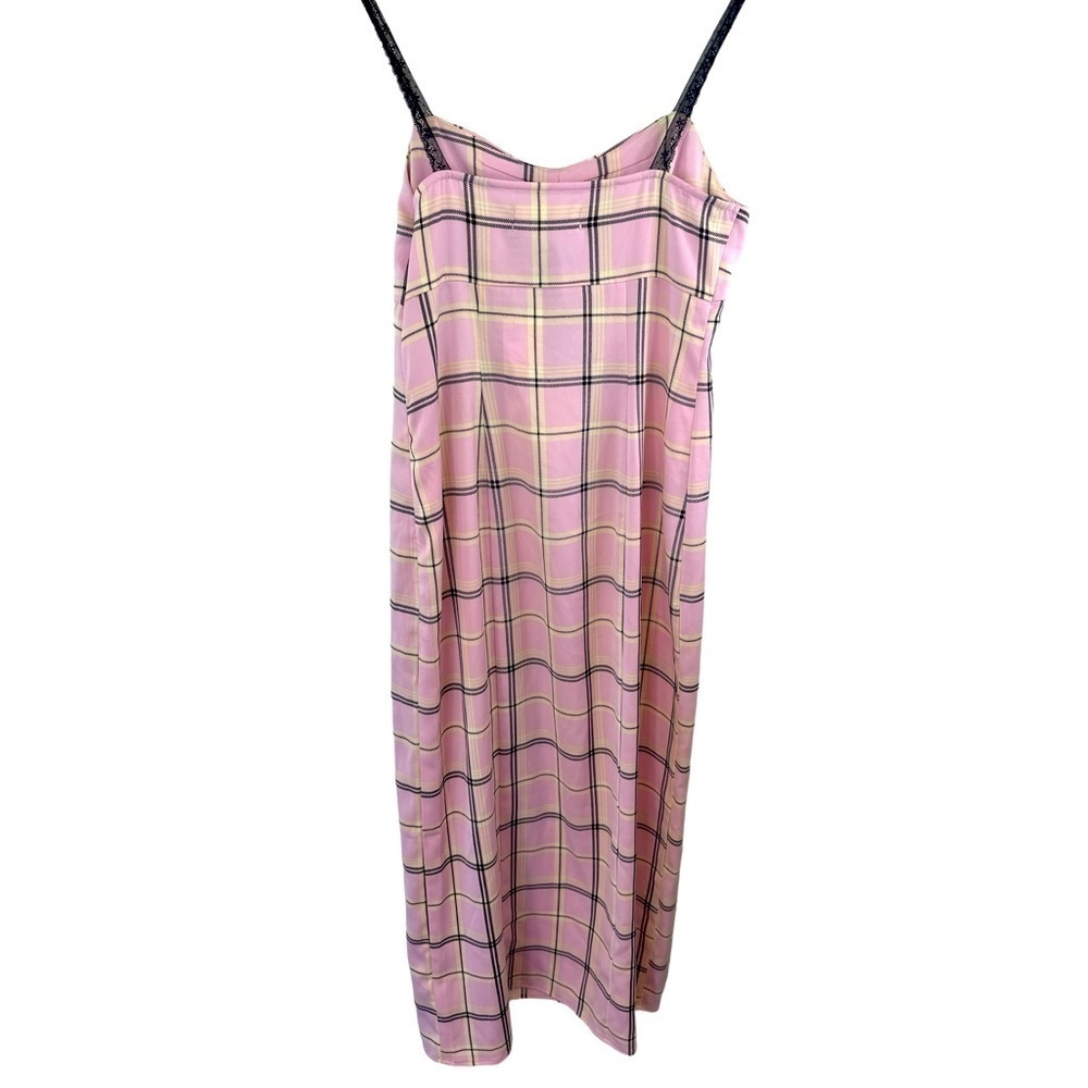 Urban Outfitters Cher Pink Plaid Satin Midi Dress - Picture 10 of 16